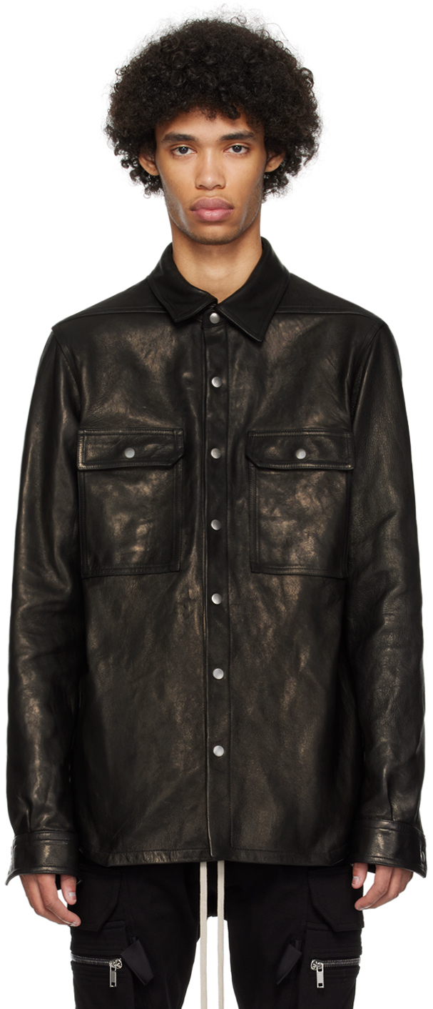 Rick Owens: Black Waxed Leather Jacket | SSENSE