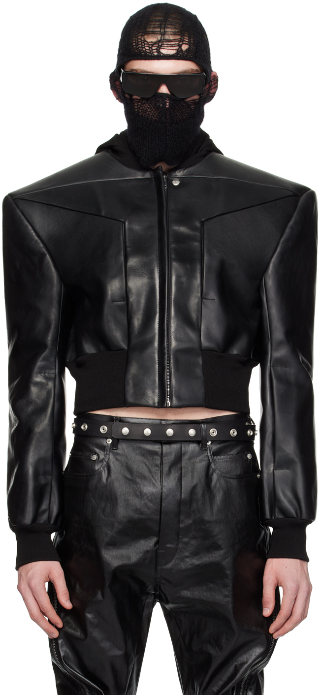 Shop Rick Owens Black Edfu Flight Leather Jacket In 09 Black