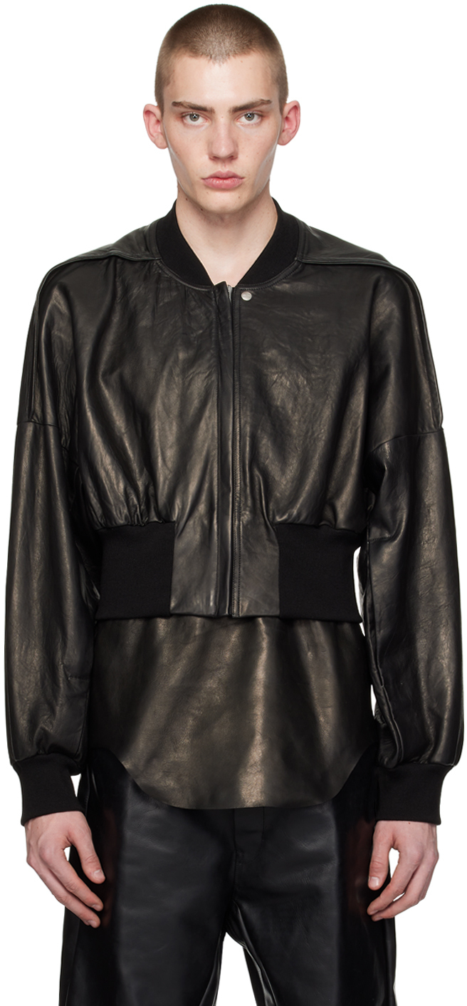 Shop Rick Owens Black Flight Leather Jacket In 09 Black