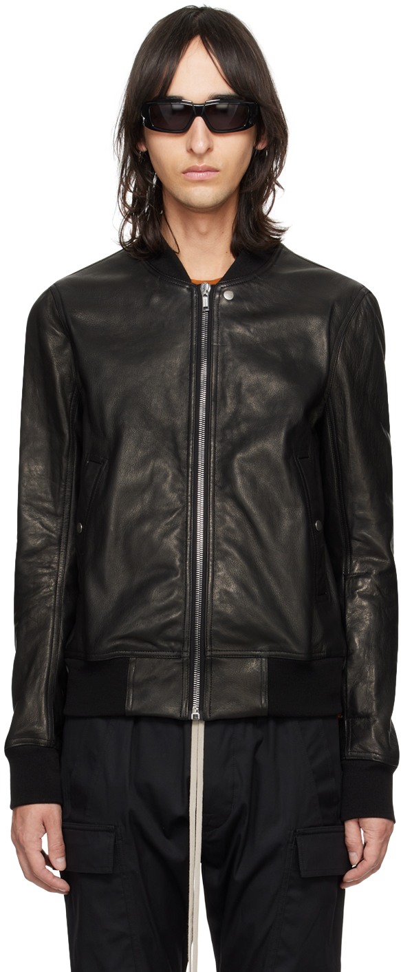 Rick Owens: Black Classic Flight Leather Jacket | SSENSE