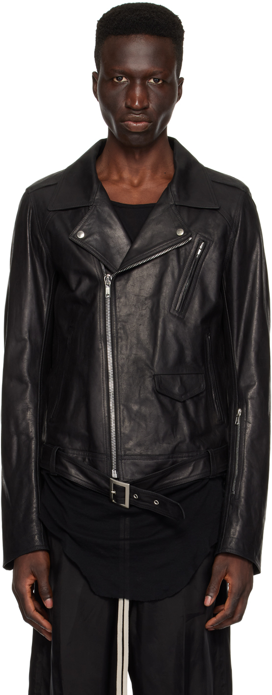 Shop Rick Owens Black Lukes Stooges Leather Jacket In 09 Black