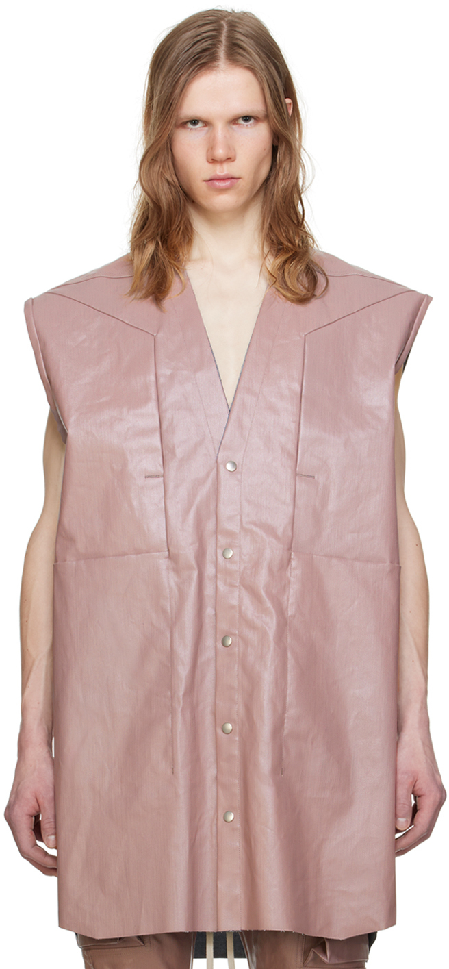 【RICK OWENS】サーモンピンク デニムシャツ Rick Owensのピンク ドロップショルダー デニムシャツがセール中