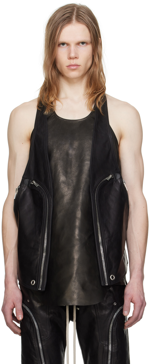 Shop Rick Owens Black Bauhaus Leather Vest In 09 Black