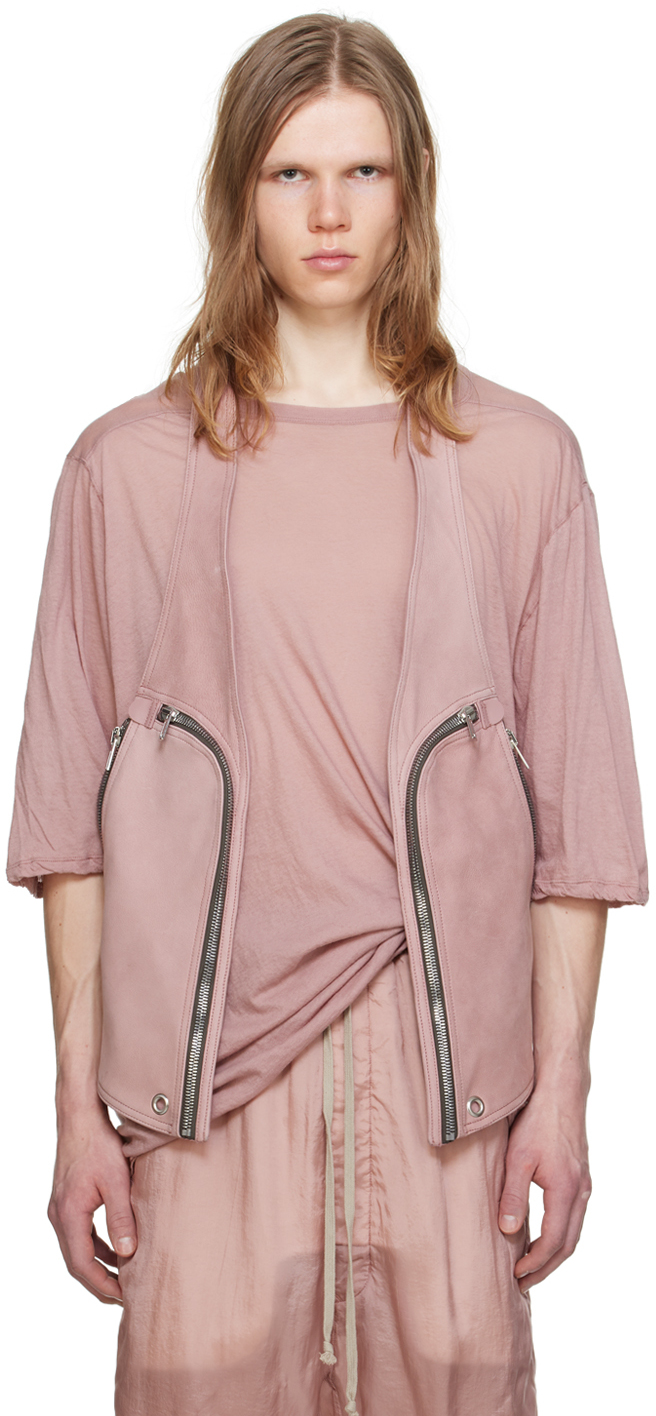 Rick Owens: Pink Bauhaus Leather Vest | SSENSE UK