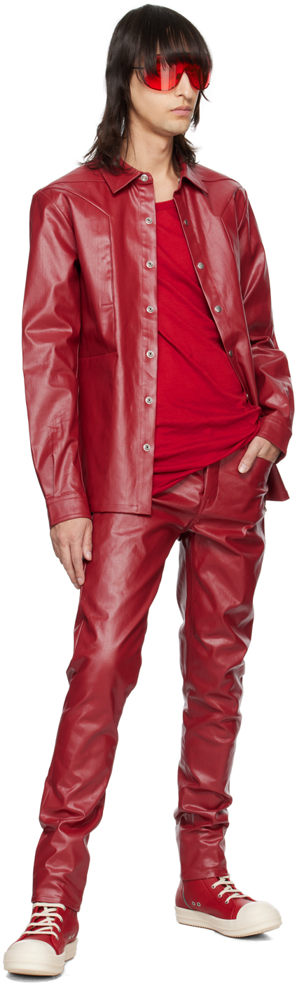 Leather Jacket Rick Owens Red Leather Pants Rick Owens Red Tyrone