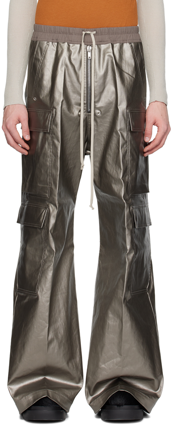Shop Rick Owens Gunmetal Cargobelas Denim Cargo Pants In 68 Gunmetal