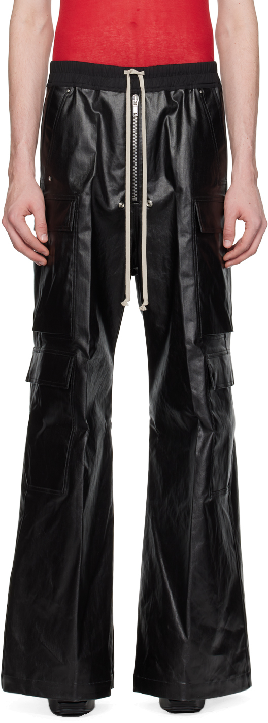 Shop Rick Owens Black Cargobelas Denim Cargo Pants In 09 Black