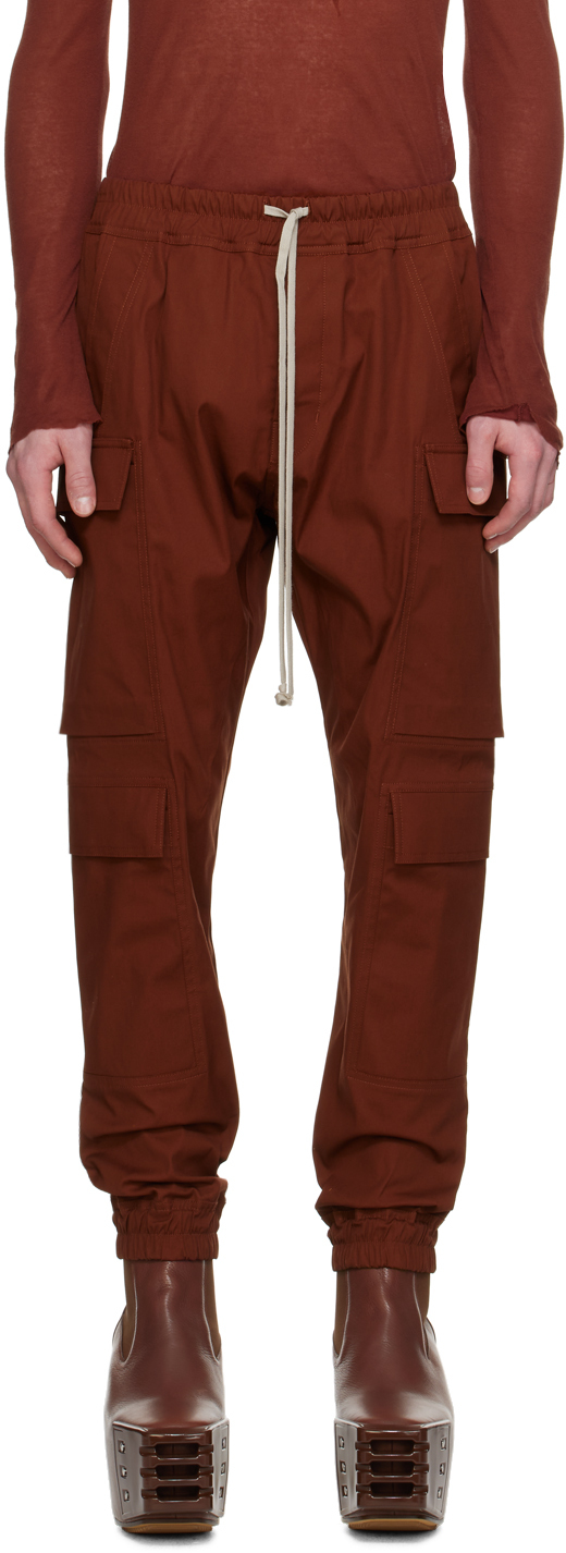 Shop Rick Owens Burgundy Mastodon Mega Cargo Pants In 73 Henna