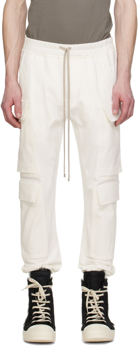 Shop Rick Owens Off-white Mastodon Mega Cargo Pants In 11 Milk