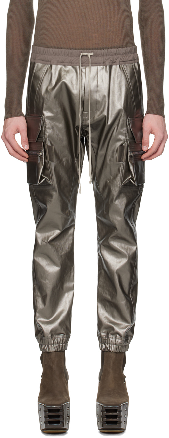 Shop Rick Owens Gunmetal Mastodon Denim Cargo Pants In 68 Gunmetal