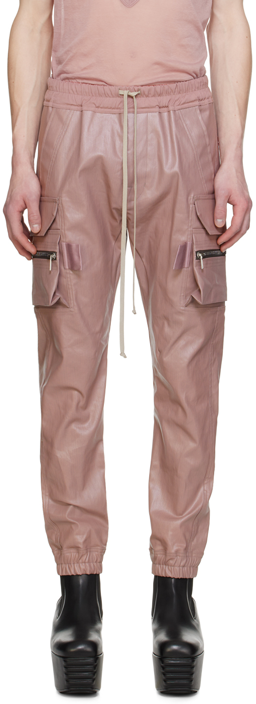 Shop Rick Owens Pink Mastodon Denim Cargo Pants In 63 Dusty Pink