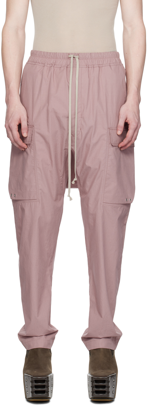 Shop Rick Owens Pink Long Cargo Pants In 63 Dusty Pink
