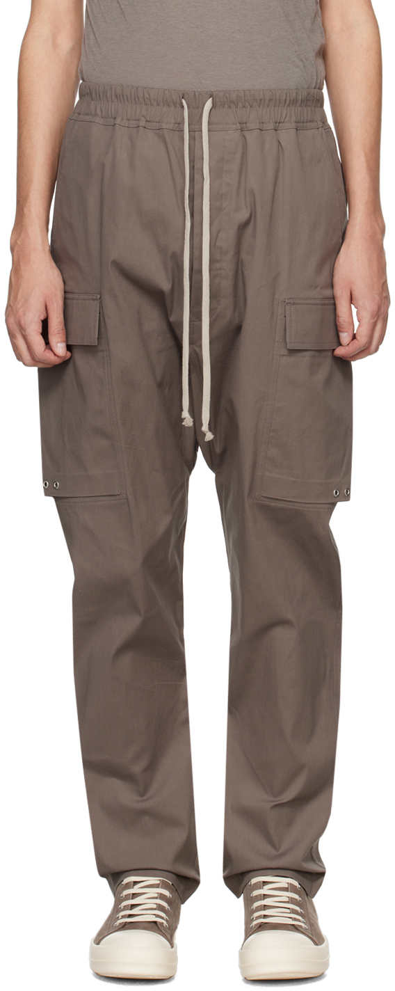 Rick Owens Grey Long Cargo Trousers In 34 Dust