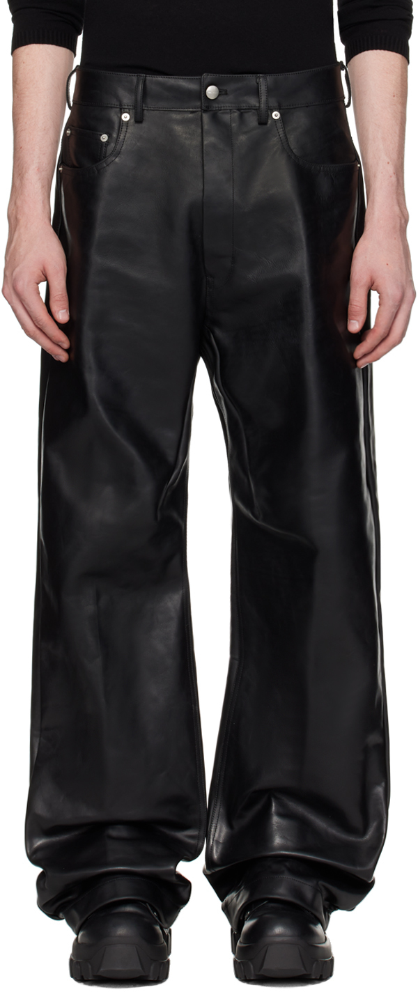 Shop Rick Owens Black Geth Leather Pants In 09 Black