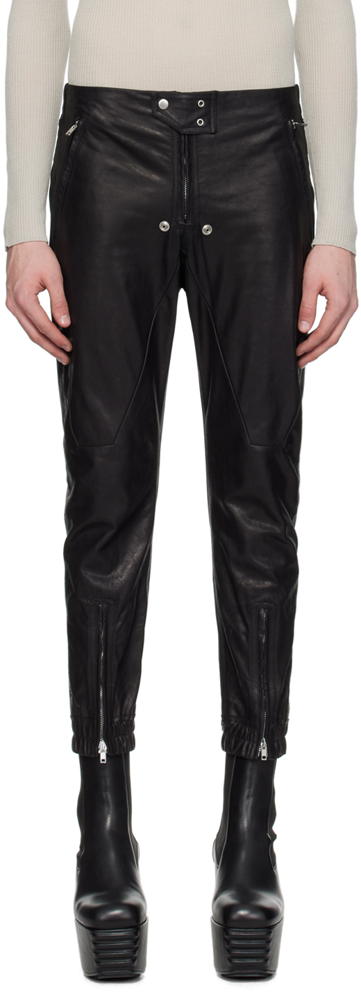 Shop Rick Owens Black Luxor Leather Pants In 09 Black