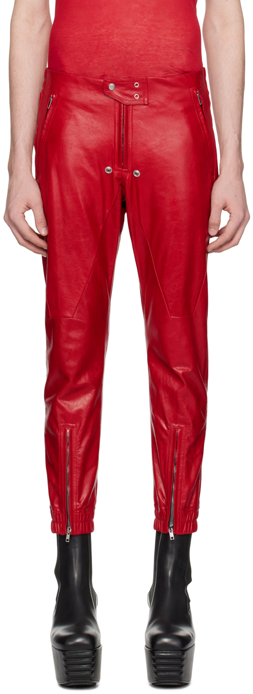 Shop Rick Owens Red Luxor Leather Pants In 03 Cardinal Red