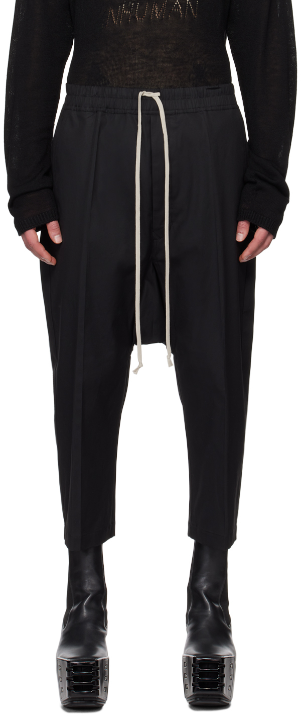 Rick Owens Black Cropped Trousers In 09 Black