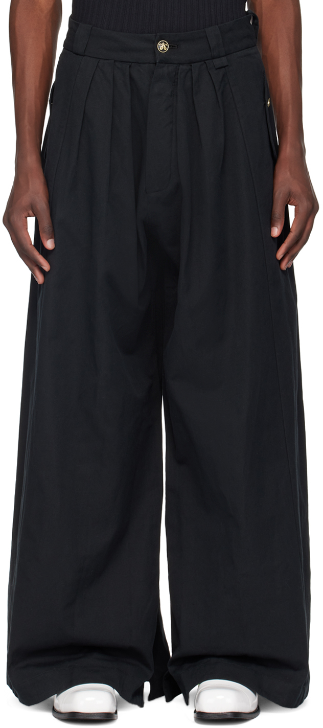 Shop Willy Chavarria Black Wide-leg Trousers
