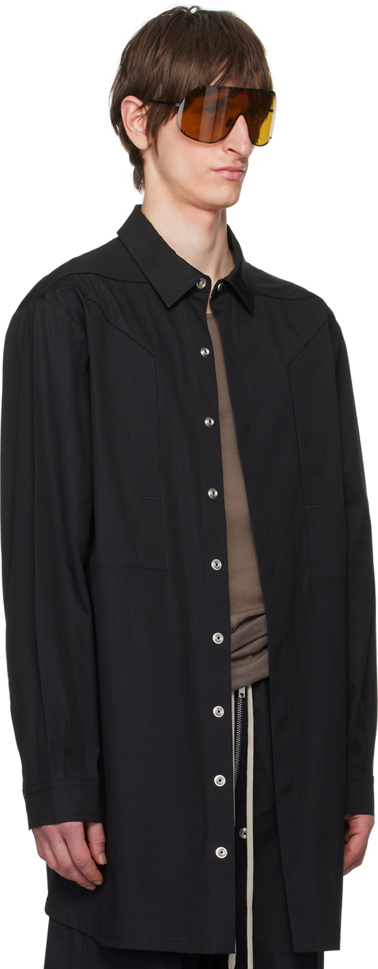 Rick Owens Black Jumbo Fogpocket Shirt In 09 Black