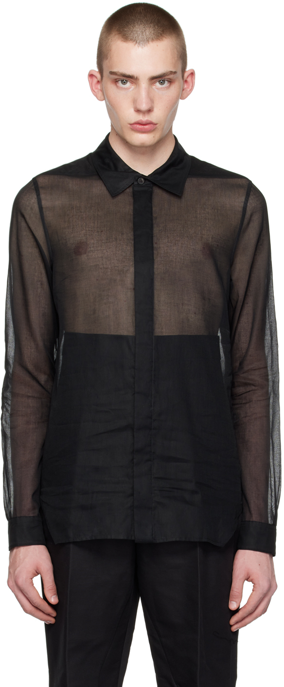Black Office Shirt by Rick Owens on Sale