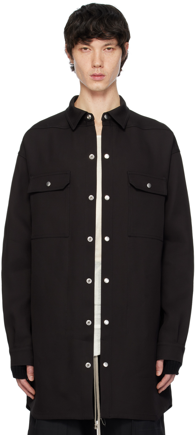 Prada: Black Press-Stud Denim Shirt