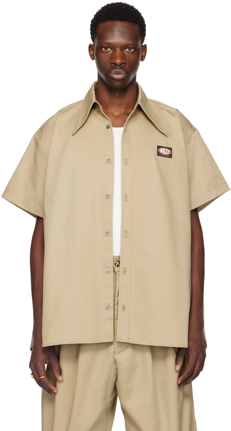 Tan Point Collar Shirt