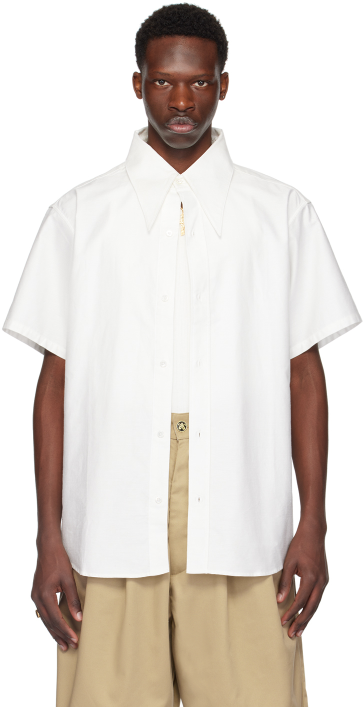 Shop Willy Chavarria White Point Collar Shirt