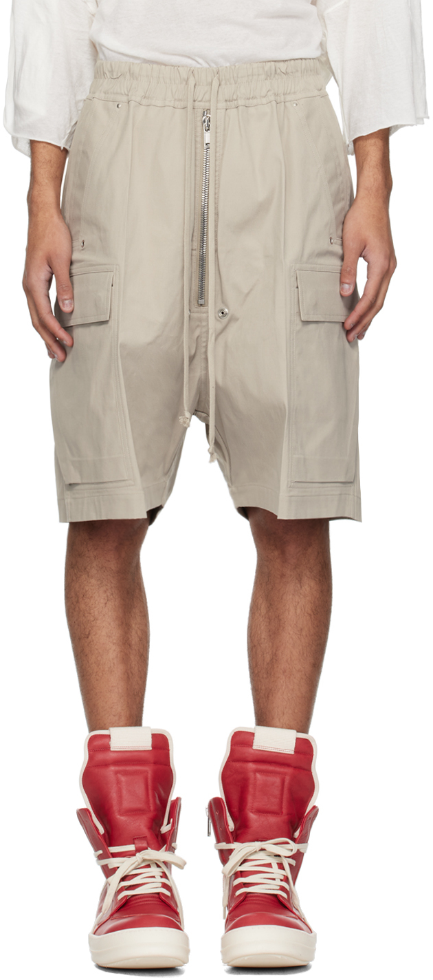 Shop Rick Owens Off-white Cargobela Shorts In 08 Pearl