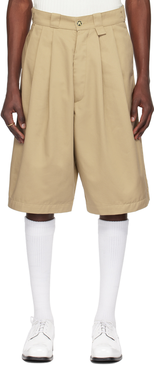 Shop Willy Chavarria Beige Pleated Shorts In Khaki