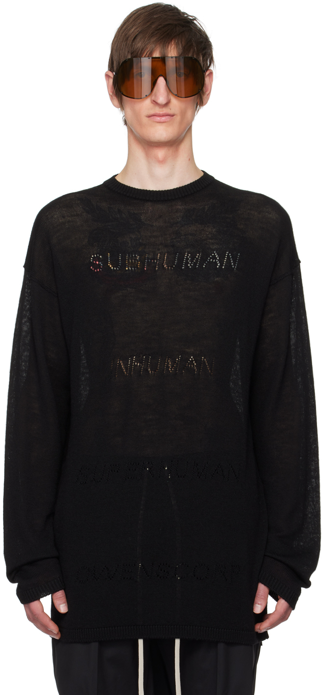 Rick Owens Black Oversize Sweater In 09 Black