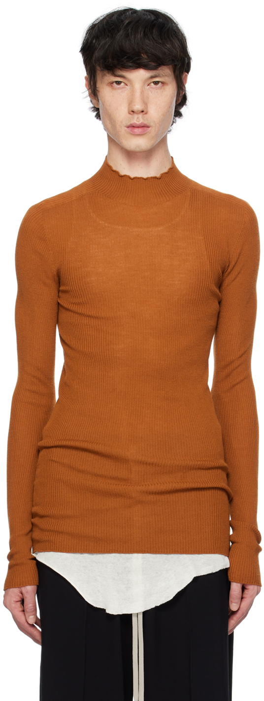 Rick Owens Orange Lupetto Sweater In 53 Clay