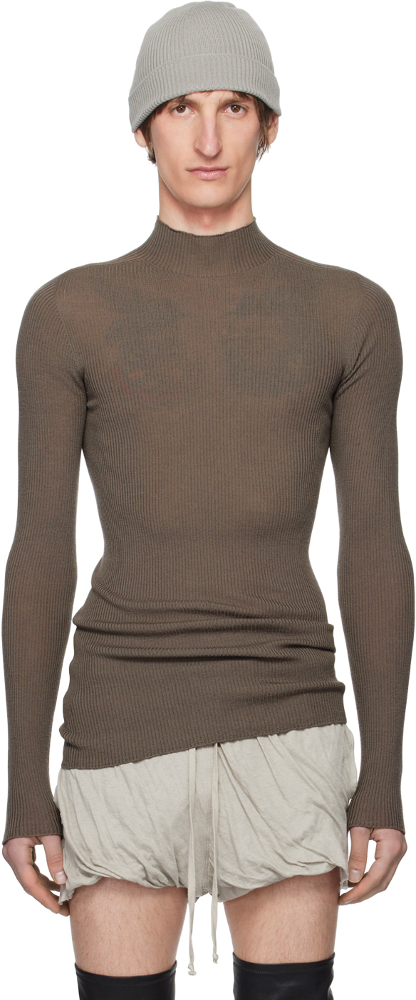 Rick Owens Gray Lupetto Sweater In 34 Dust