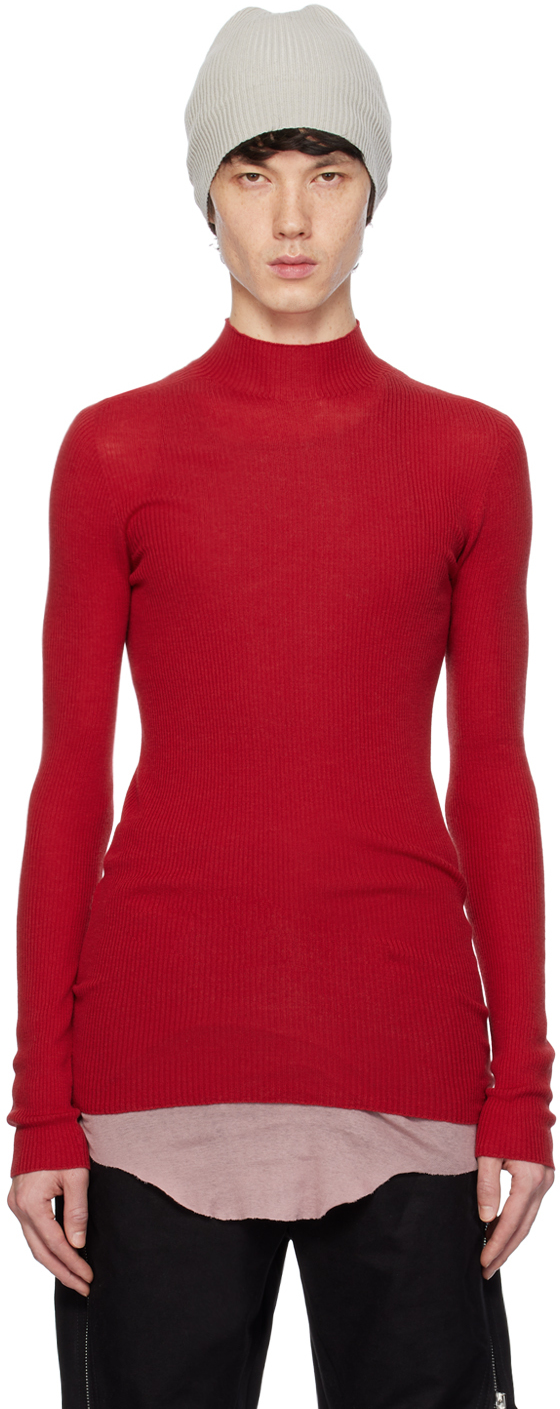 Rick Owens Red Lupetto Sweater In 03 Cardinal Red