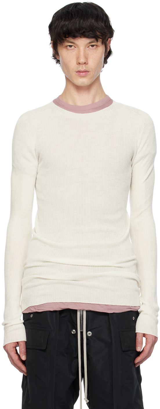Rick Owens Off-white Ribbed Jumper In 11 Milk
