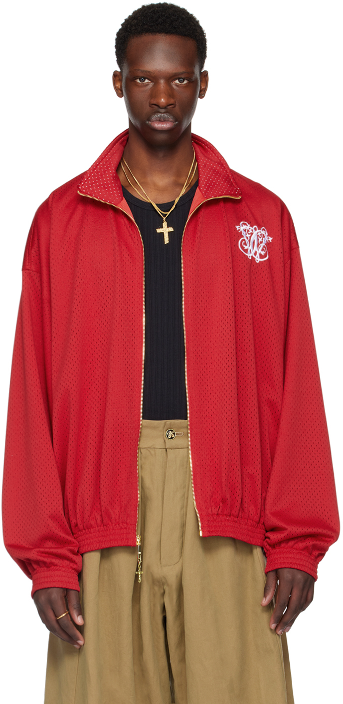 Red Embroidered Track Jacket