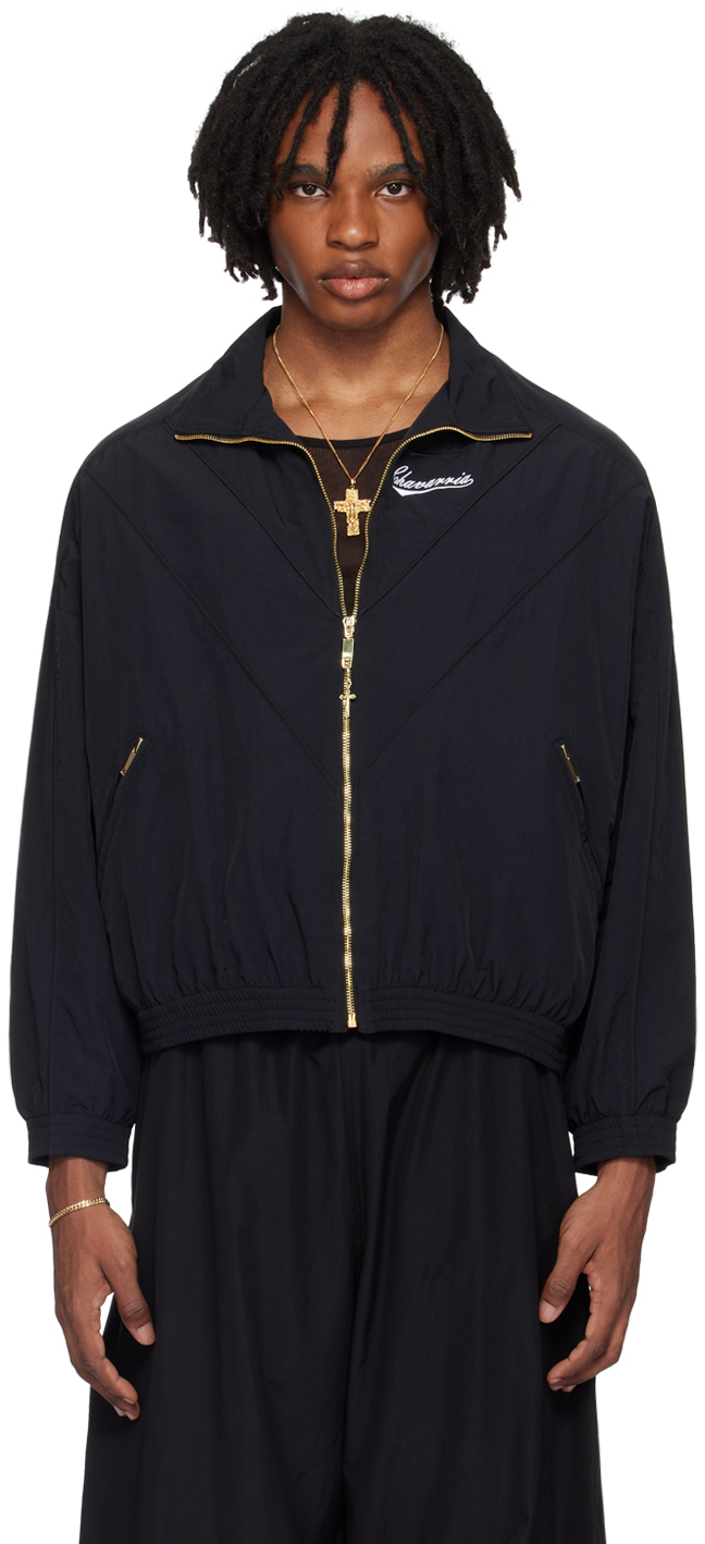 Shop Willy Chavarria Black Embroidered Track Jacket