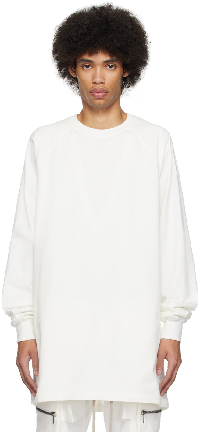 Rick Owens Off-white Baseball Sweatshirt In 11 Milk