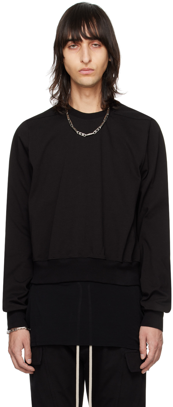 Rick Owens: Black Cropped Sweatshirt | SSENSE Canada