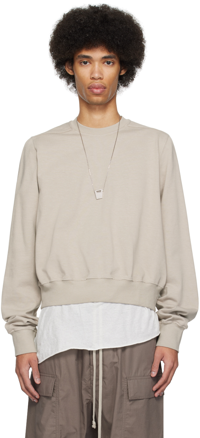 Rick Owens Off-white Cropped Sweatshirt In 08 Pearl