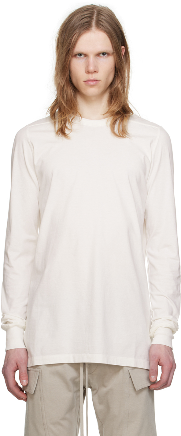 Shop Rick Owens Off-white Level Long Sleeve T-shirt In 11 Milk