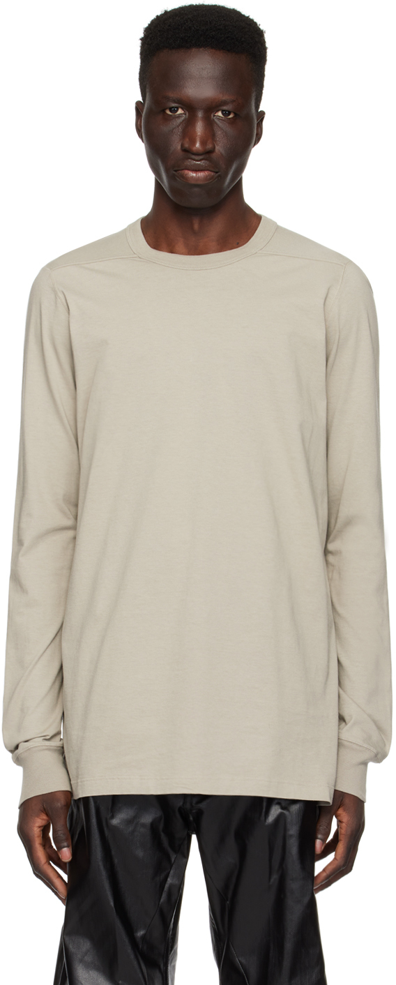 Shop Rick Owens Off-white Level Long Sleeve T-shirt In 08 Pearl