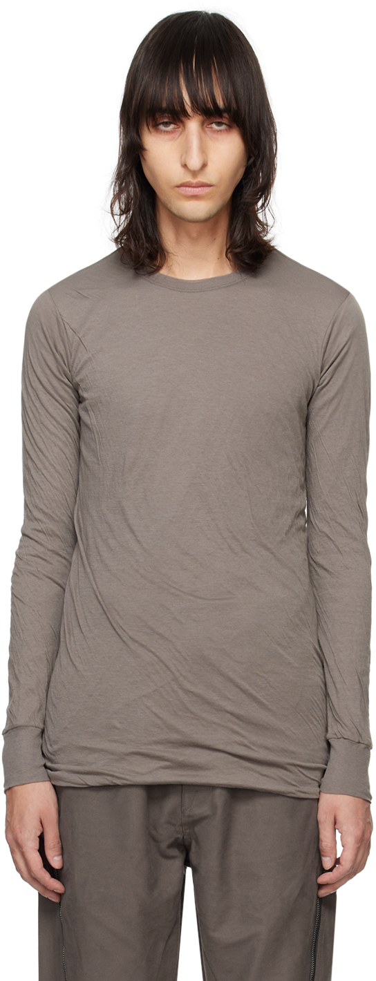 Shop Rick Owens Gray Double Long Sleeve T-shirt In 34 Dust