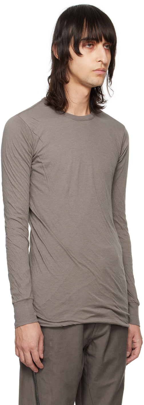 Rick Owens Gray Basic Long Sleeve T-shirt In 34 Dust