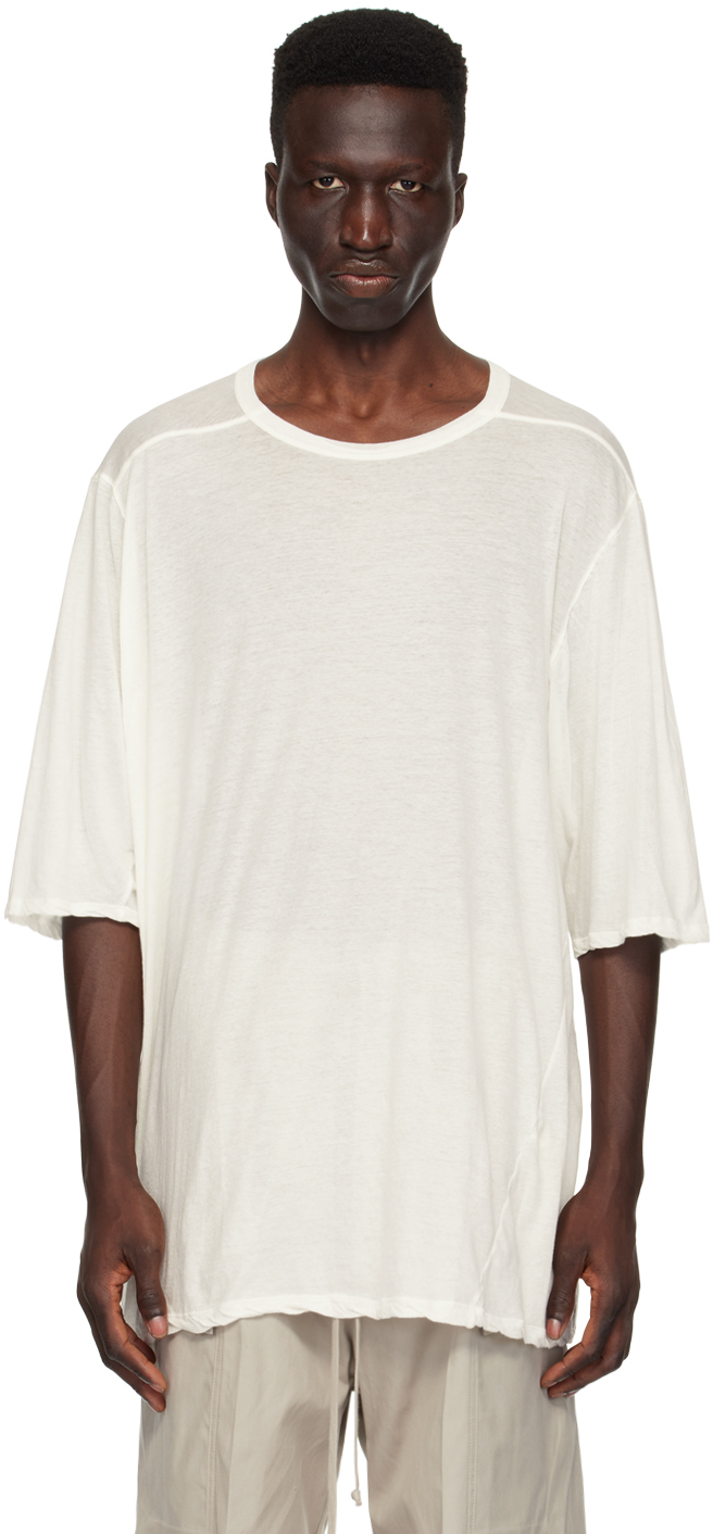 Shop Rick Owens Off-white Crewneck T-shirt In 11 Milk