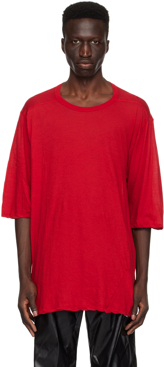 Shop Rick Owens Red Crewneck T-shirt In 03 Cardinal Red