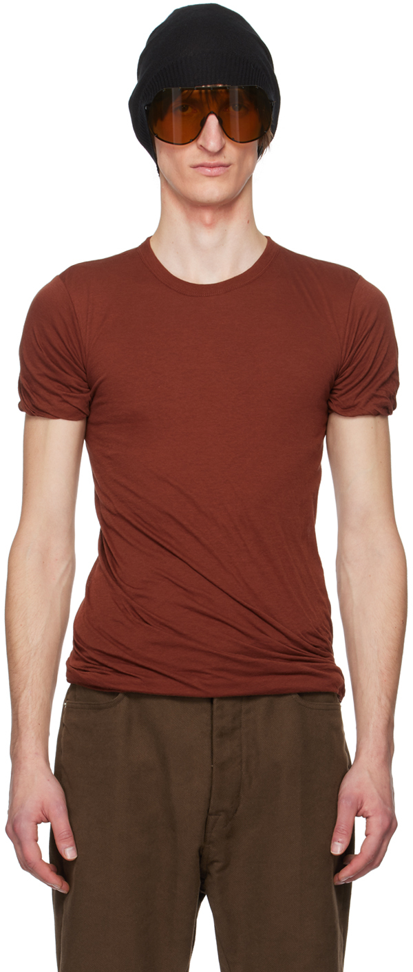 Rick Owens Burgundy Double T-shirt In Brown