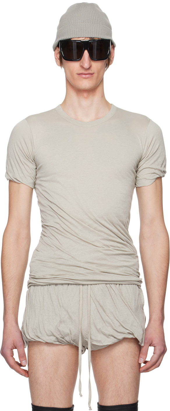 Rick Owens Off-white Double T-shirt In 08 Pearl
