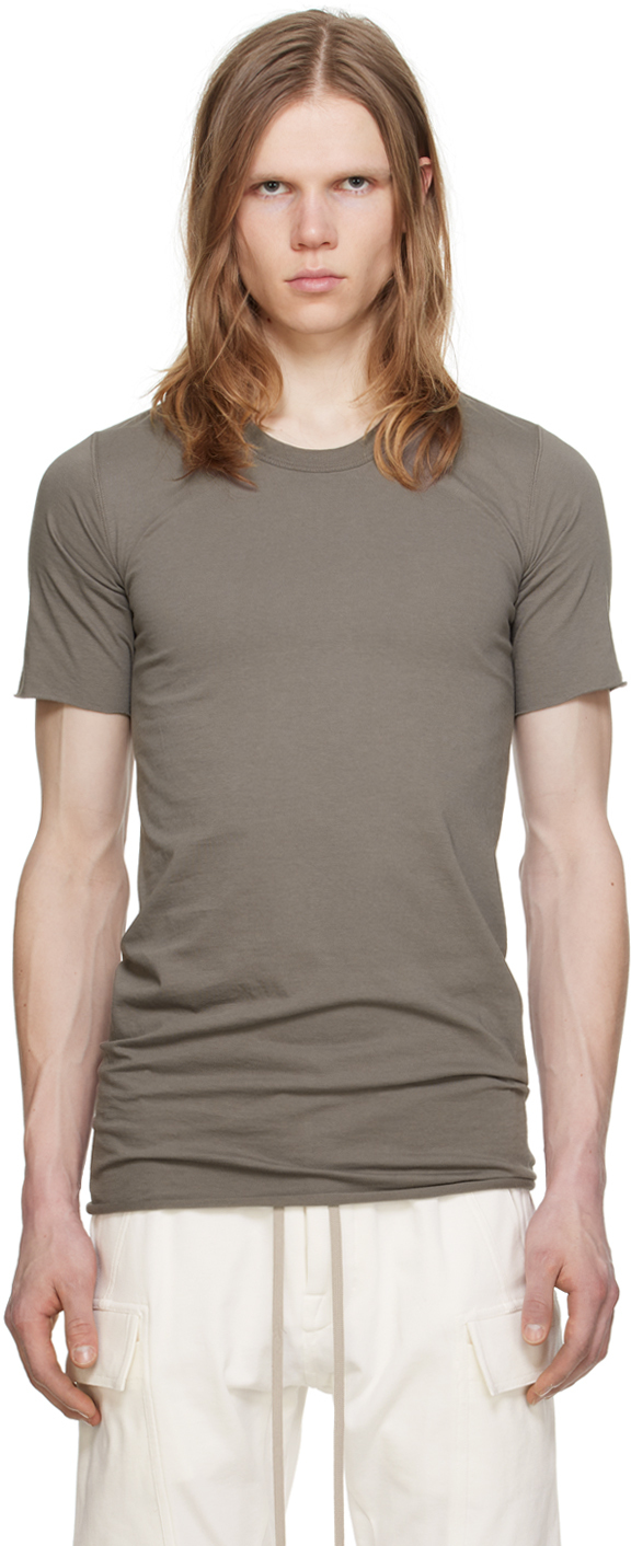 Tシャツ・カットソー RICK OWENS Men T Shirts RU01E5256UC 34 Grey Gray Basic T-Shirt by Rick Owens on Sale