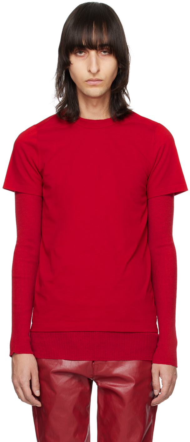 Rick Owens Red Level T-shirt In 03 Cardinal Red