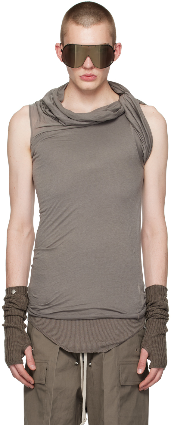 Rick Owens Gray Banded I T-shirt In 34 Dust